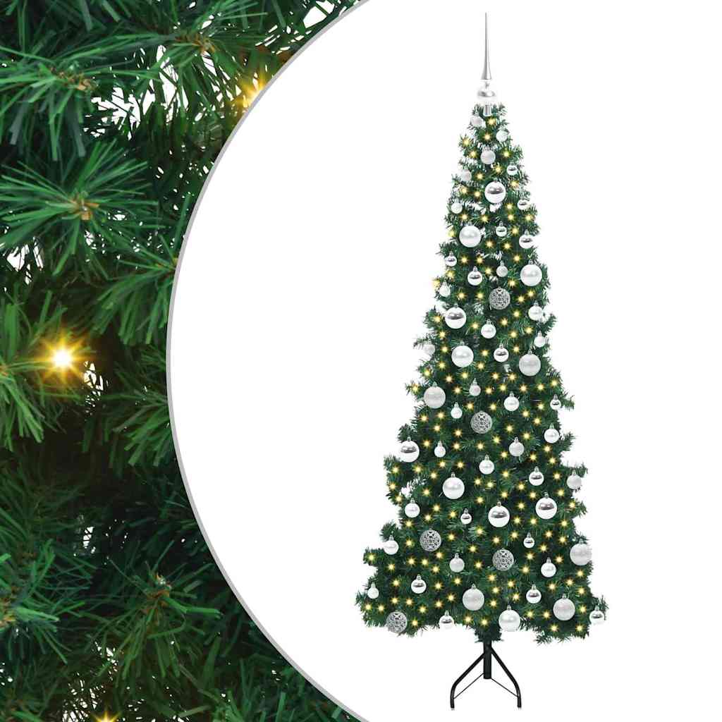 Hjørne Kunstig Jul Tre med 300 LED grønn 180 cm PVC og metall