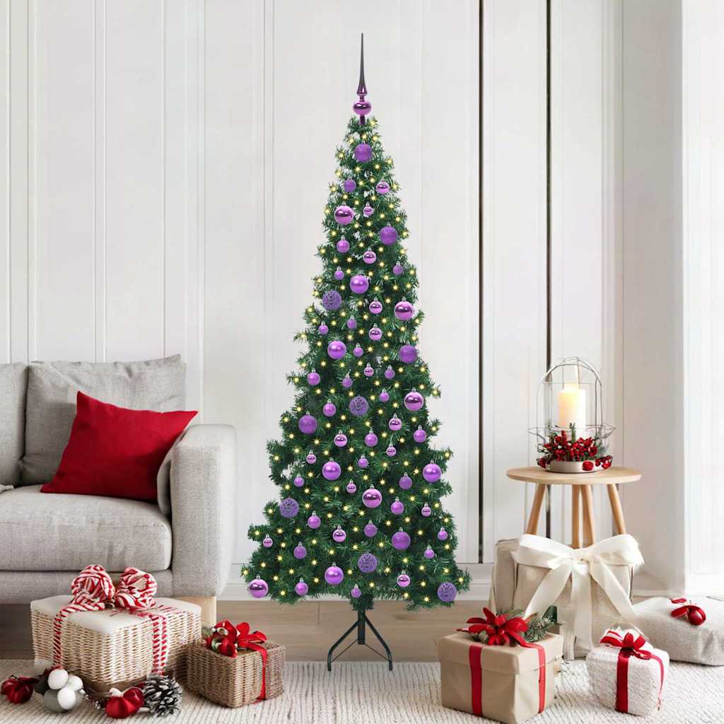 Hjørne Kunstig Jul Tre med 300 LED grønn 180 cm PVC og metall