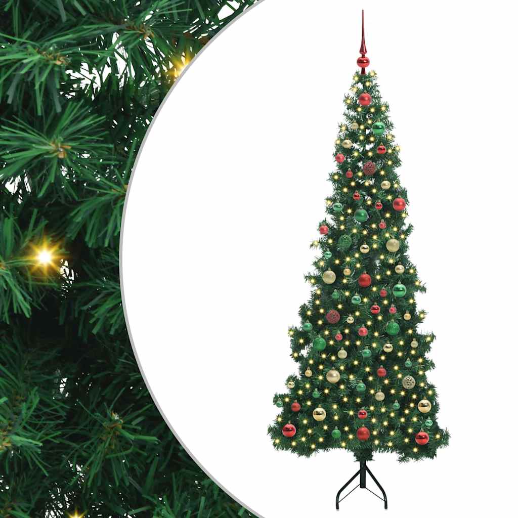 Hjørne Kunstig Jul Tre med 300 LED grønn 180 cm PVC og metall