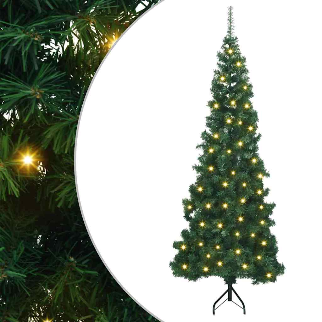 Hjørne Kunstig Jul Tre med 300 LED grønn 210 cm PVC og metall