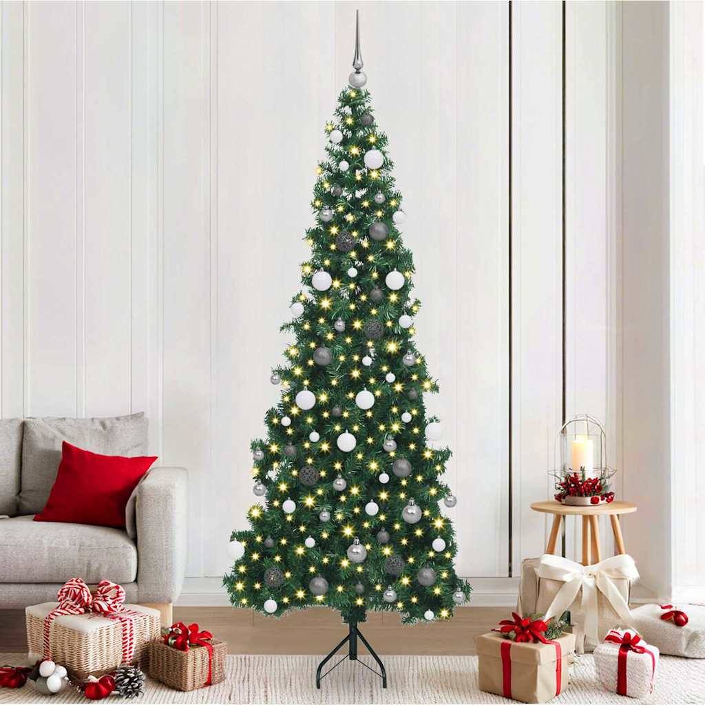Hjørne Kunstig Jul Tre med 300 LED grønn 210 cm PVC og metall