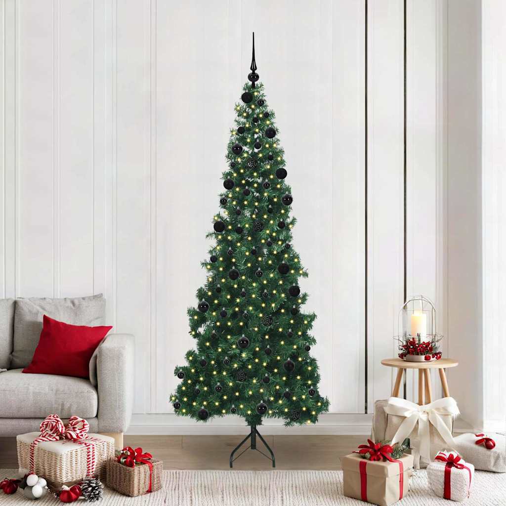 Hjørne Kunstig Jul Tre med 300 LED grønn 210 cm PVC og metall