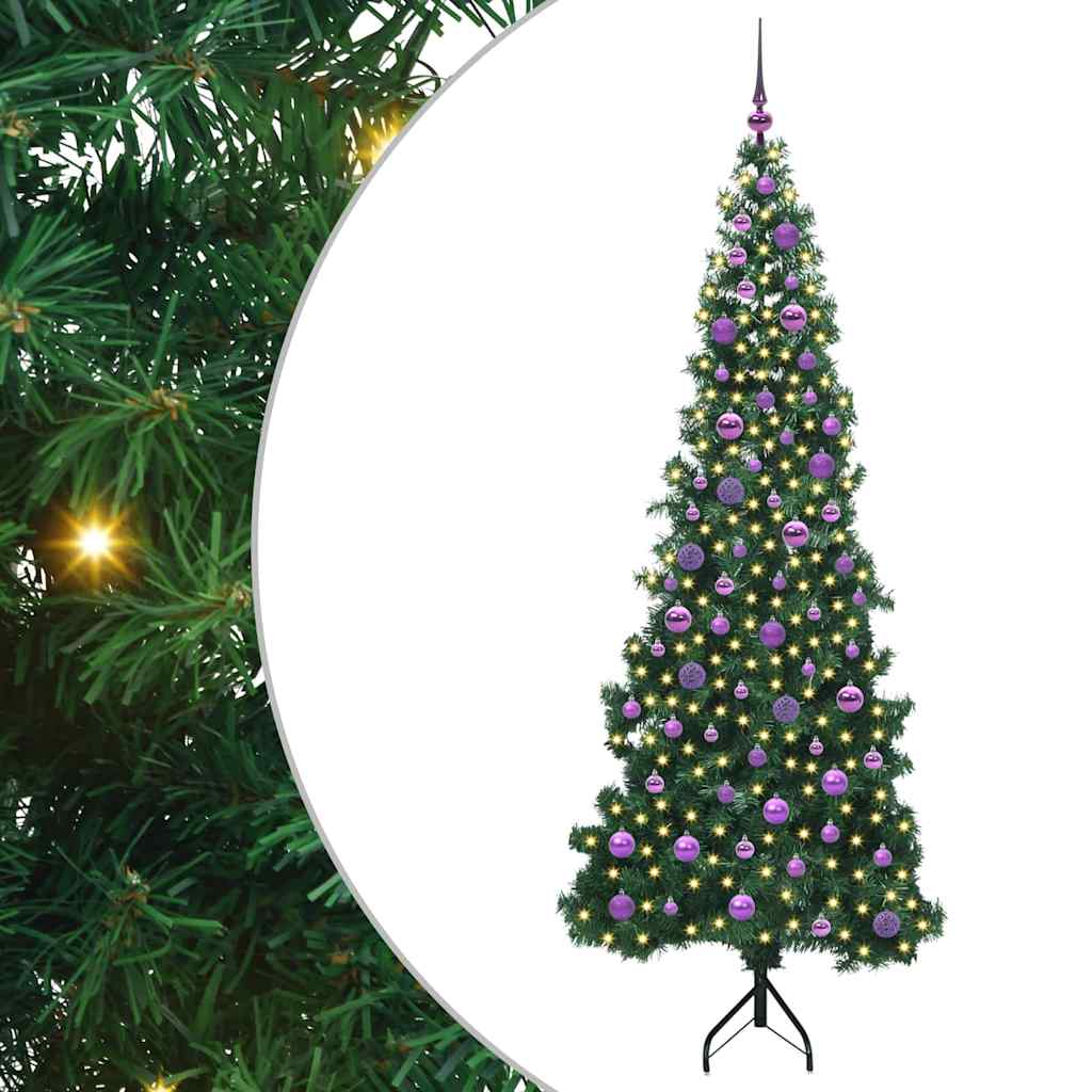 Hjørne Kunstig Jul Tre med 300 LED grønn 210 cm PVC og metall
