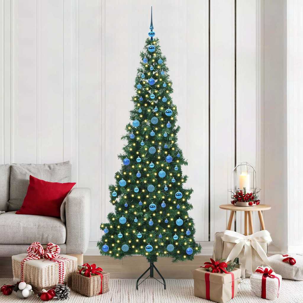 Hjørne Kunstig Jul Tre med 300 LED grønn 210 cm PVC og metall