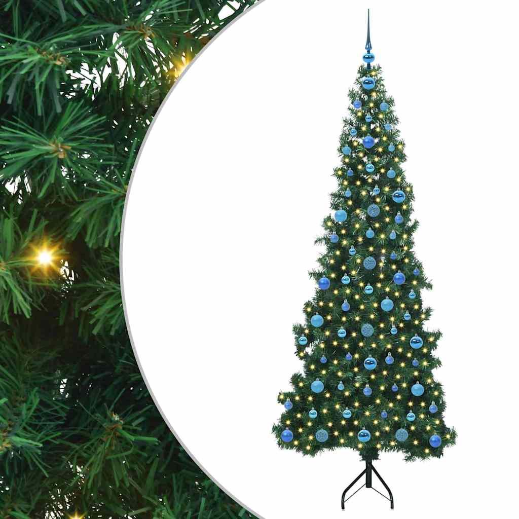 Hjørne Kunstig Jul Tre med 300 LED grønn 210 cm PVC og metall