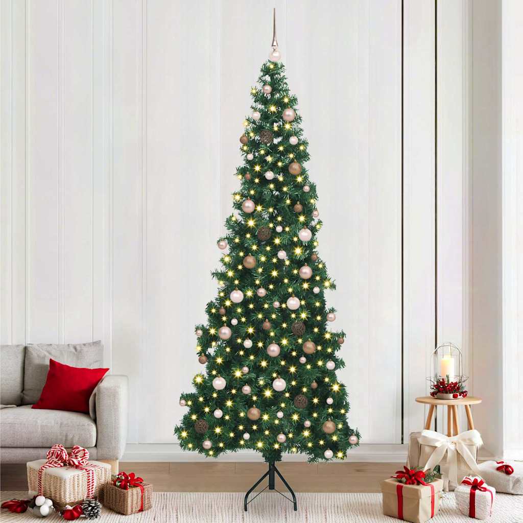 Hjørne Kunstig Jul Tre med 300 LED grønn 240 cm PVC og metall