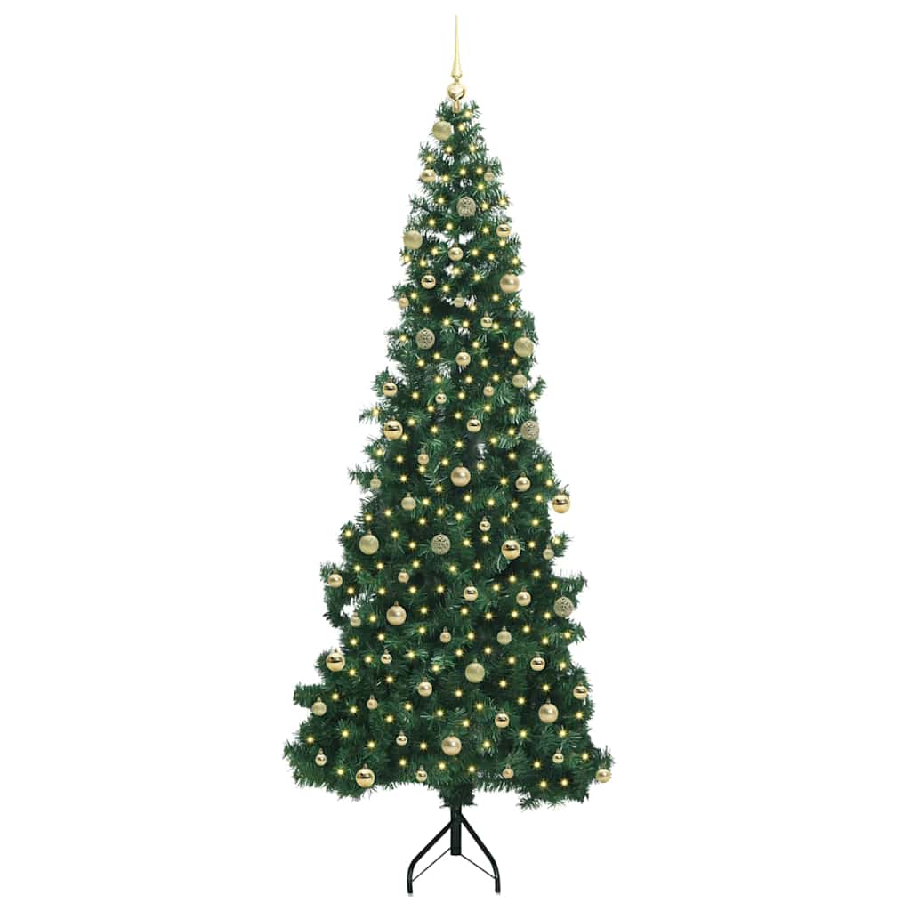 Hjørne Kunstig Jul Tre med 300 LED grønn 240 cm PVC og metall