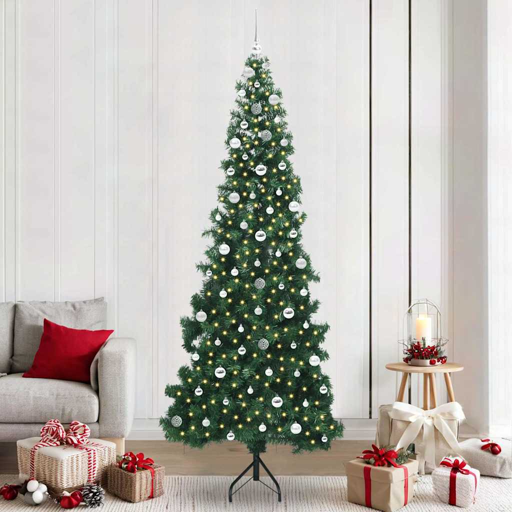Hjørne Kunstig Jul Tre med 300 LED grønn 240 cm PVC og metall