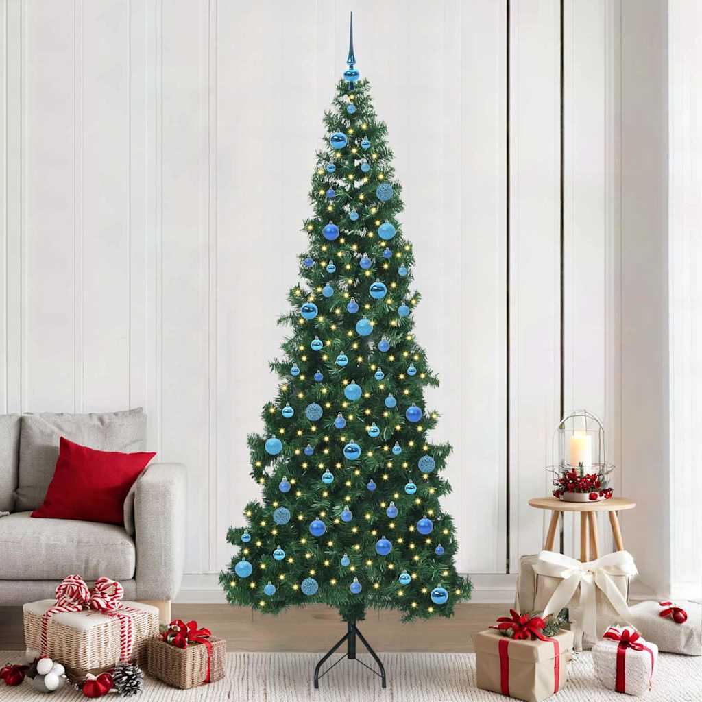 Hjørne Kunstig Jul Tre med 300 LED grønn 240 cm PVC og metall