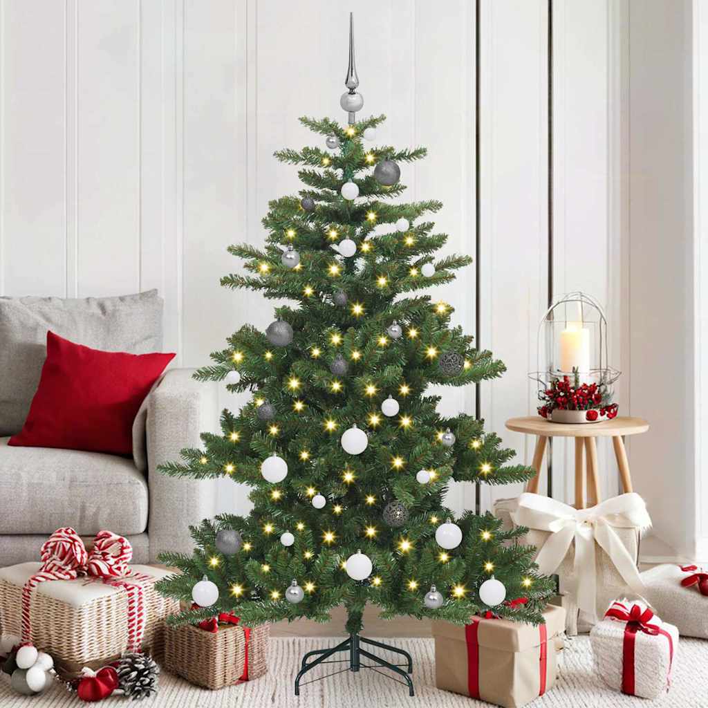 Kunstig sammensatt juletre med 150 LED-lamper grønn 150 cm PVC