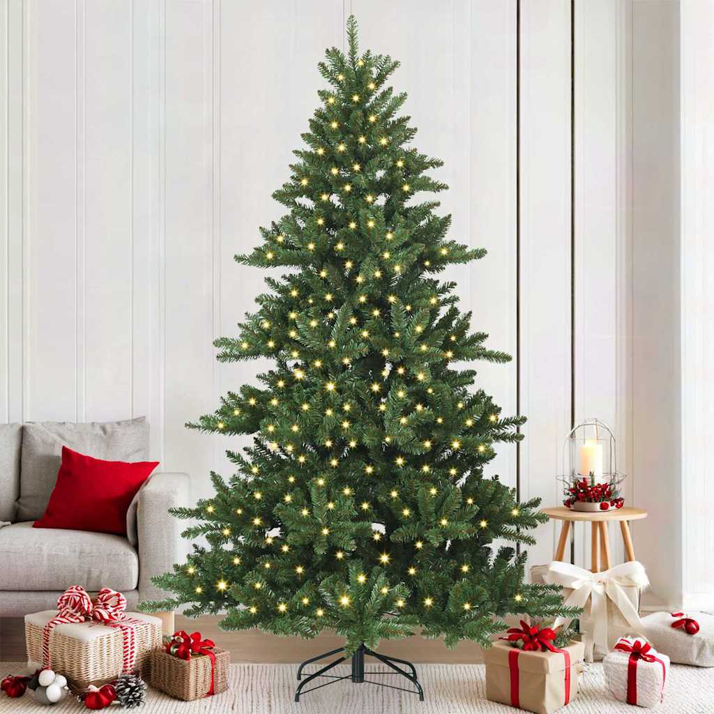 Kunstig sammensatt juletre med 300 LED-er grønn 210 cm PVC