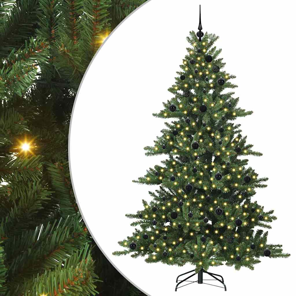 Kunstig sammensatt juletre med 300 LED-er grønn 210 cm PVC