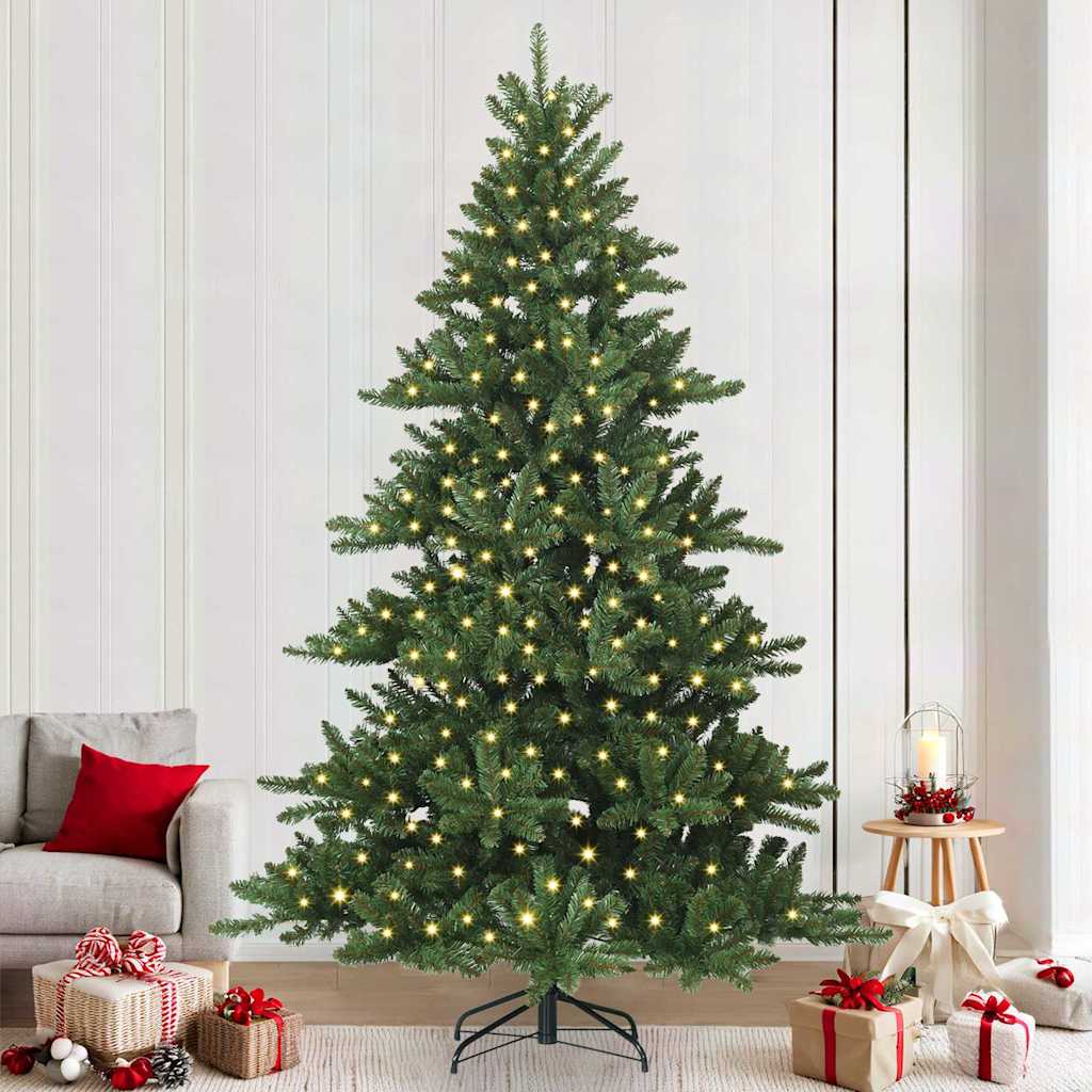 Kunstig sammensatt juletre med 300 LED-er grønn 240 cm PVC