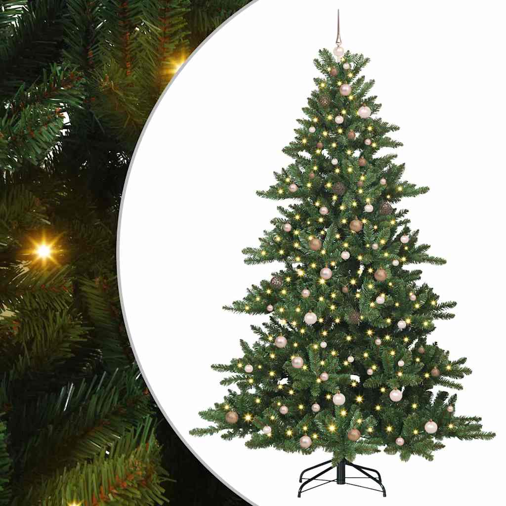 Kunstig sammensatt juletre med 300 LED-er grønn 240 cm PVC