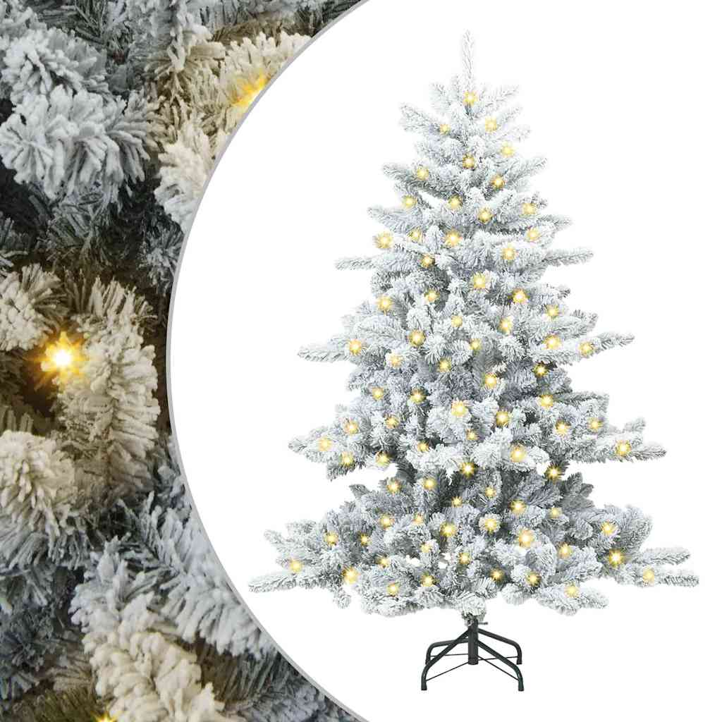 Kunstig sammensatt juletre med 150 LED-lamper Hvit 150 cm PVC