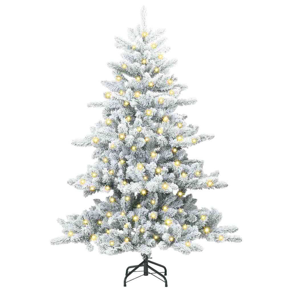 Kunstig sammensatt juletre med 150 LED-lamper Hvit 150 cm PVC