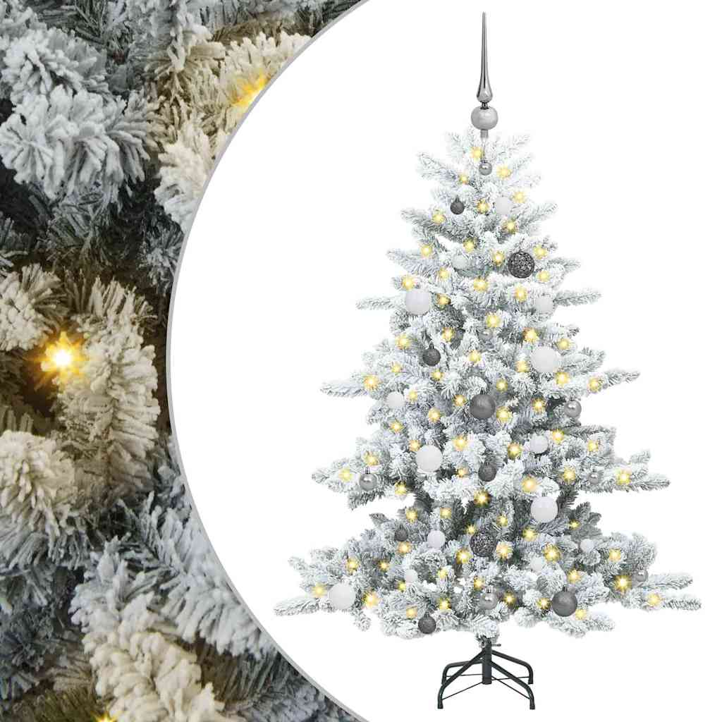 Kunstig sammensatt juletre med 150 LED-lamper Hvit 150 cm PVC