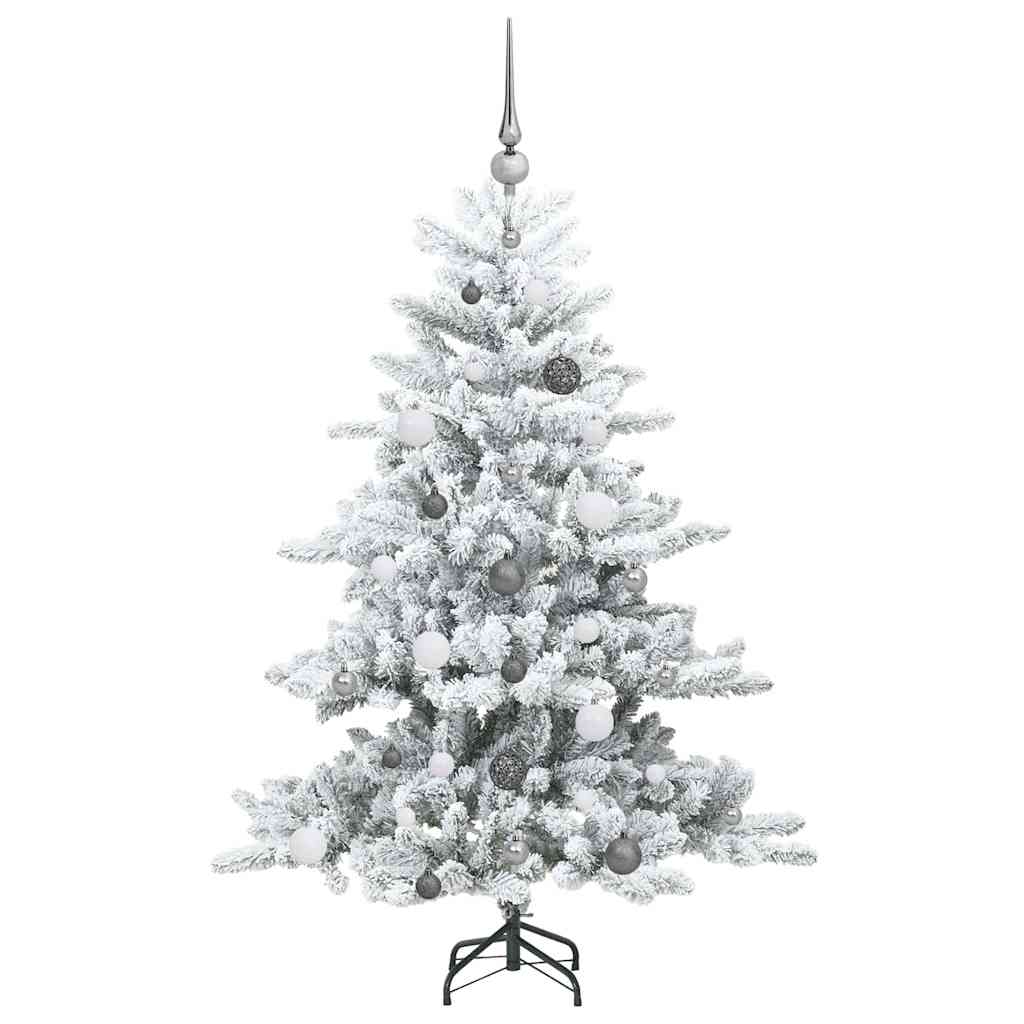 Kunstig sammensatt juletre med 150 LED-lamper Hvit 150 cm PVC