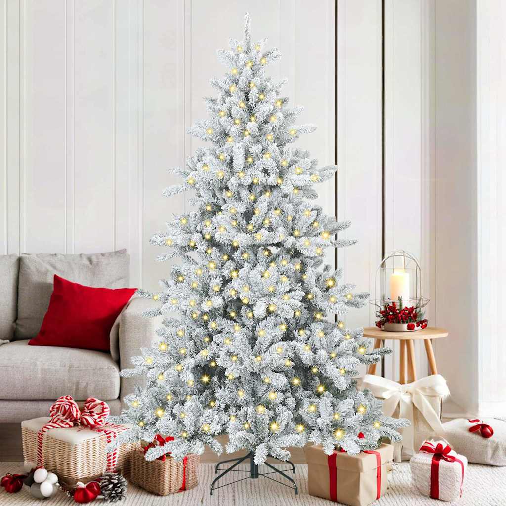 Kunstig sammensatt juletre med 300 LED-er Hvit 180 cm PVC