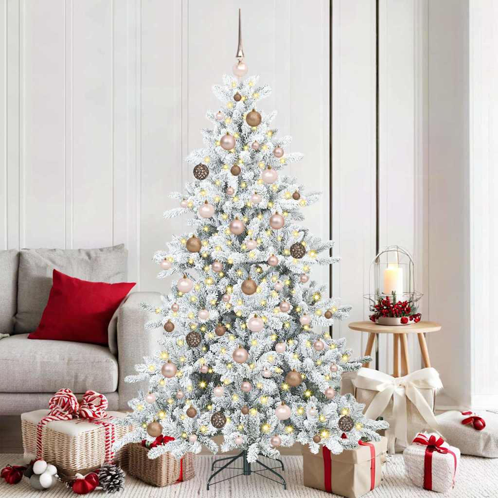 Kunstig sammensatt juletre med 300 LED-er Hvit 180 cm PVC