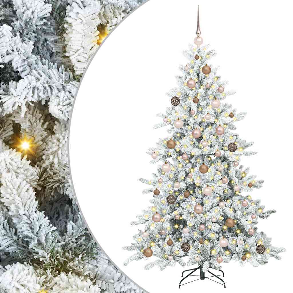 Kunstig sammensatt juletre med 300 LED-er Hvit 180 cm PVC
