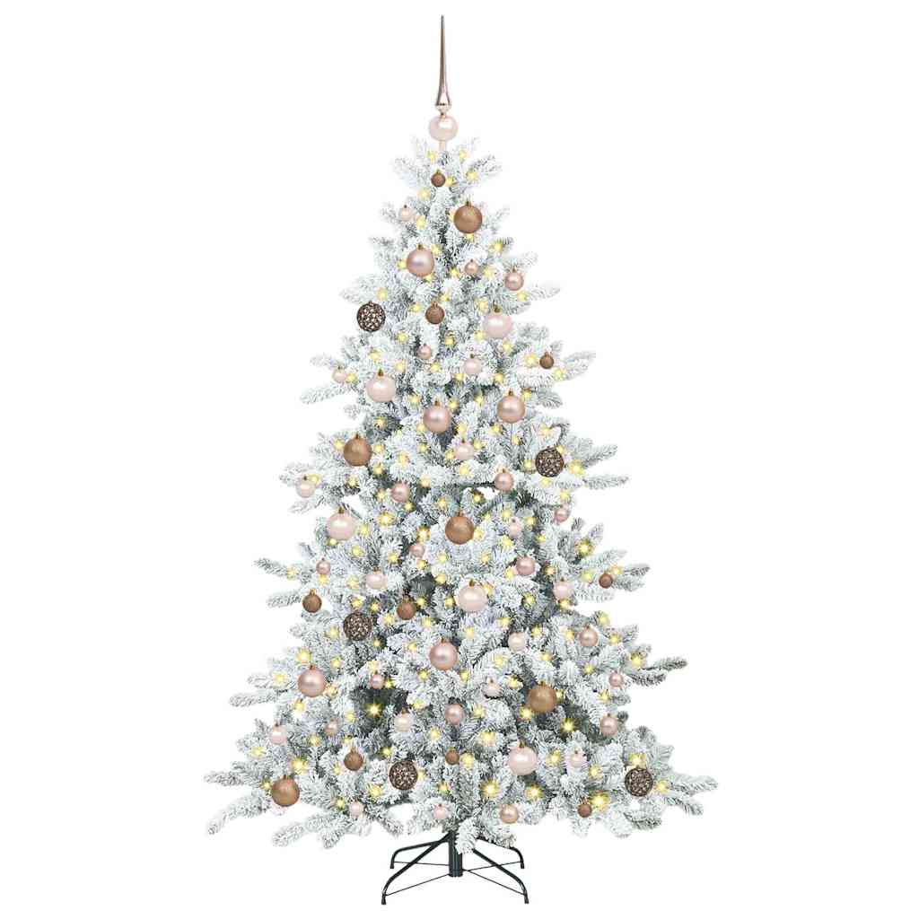 Kunstig sammensatt juletre med 300 LED-er Hvit 180 cm PVC