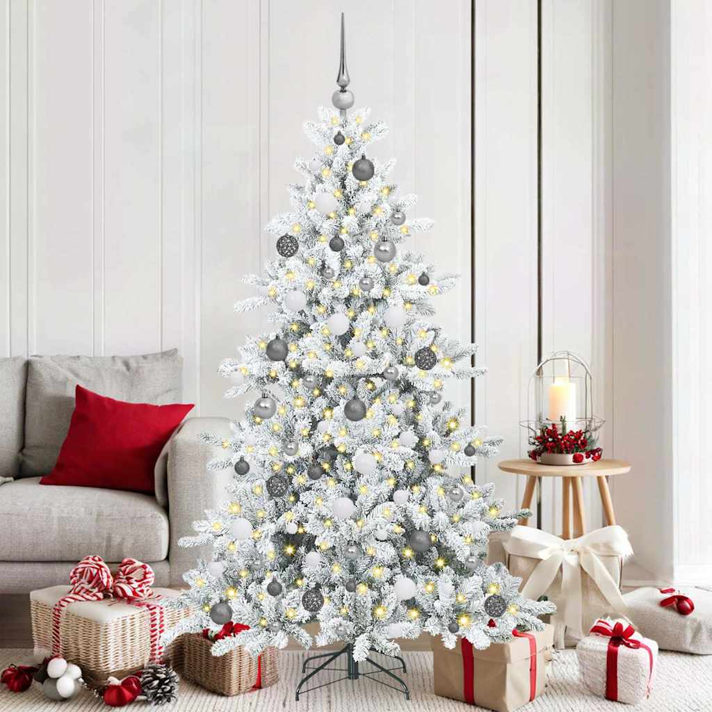Kunstig sammensatt juletre med 300 LED-er Hvit 180 cm PVC