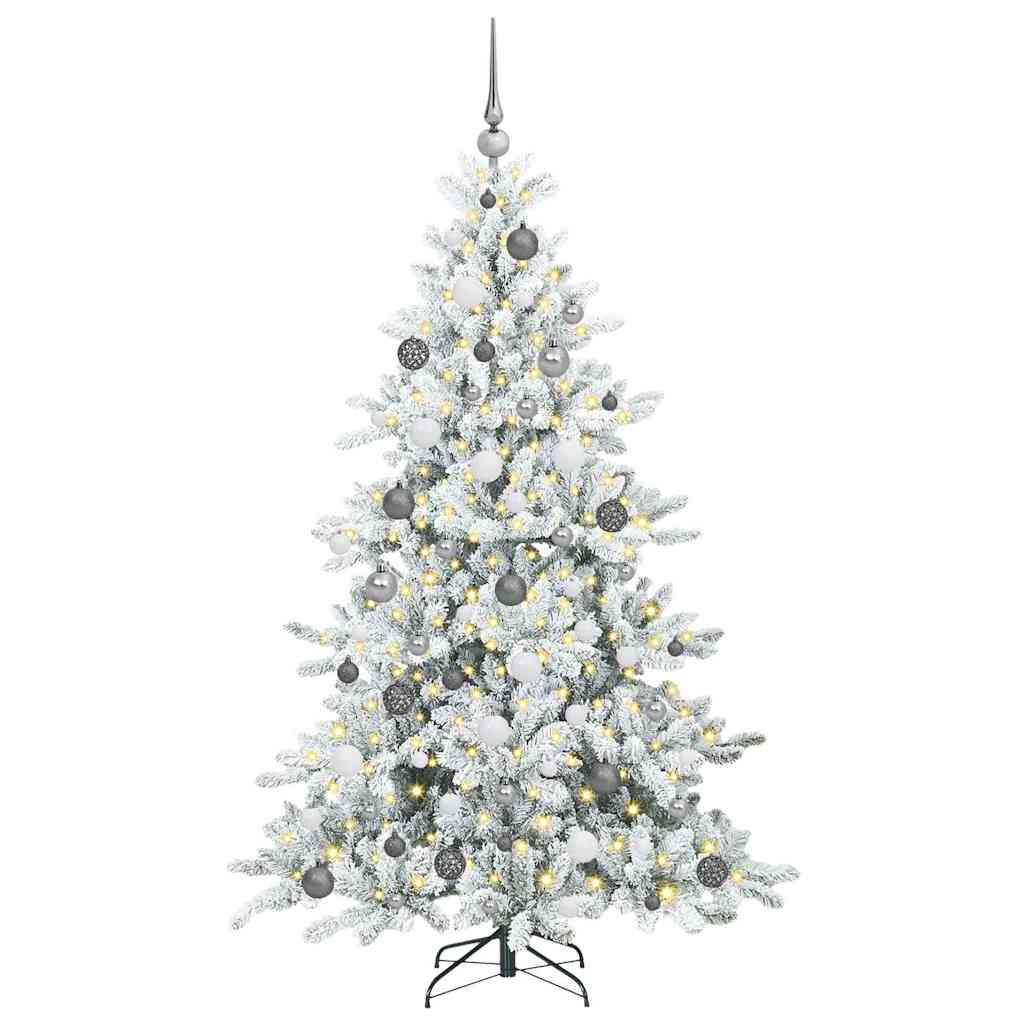 Kunstig sammensatt juletre med 300 LED-er Hvit 180 cm PVC