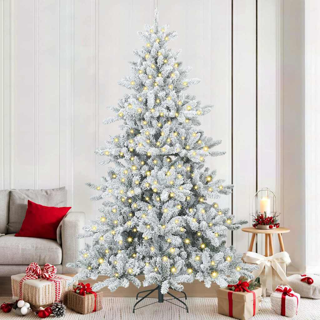Kunstig sammensatt juletre med 300 LED-er Hvit 210 cm PVC