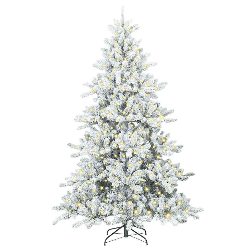 Kunstig sammensatt juletre med 300 LED-er Hvit 210 cm PVC