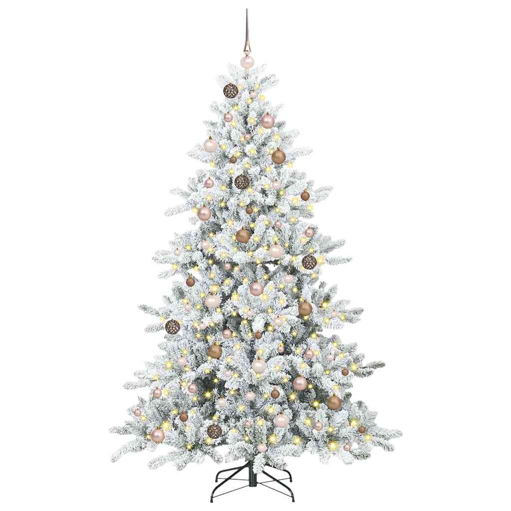 Kunstig sammensatt juletre med 300 LED-er Hvit 210 cm PVC