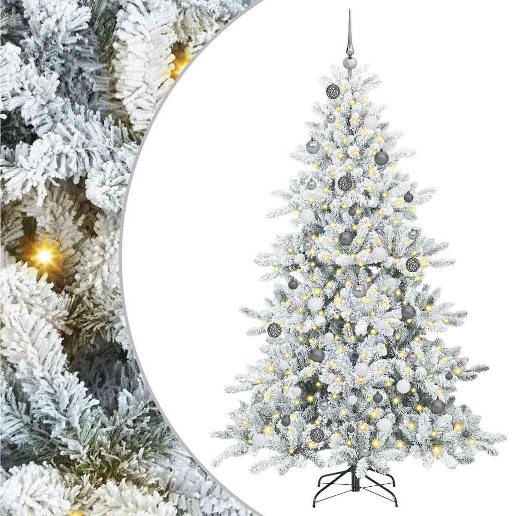 Kunstig sammensatt juletre med 300 LED-er Hvit 210 cm PVC