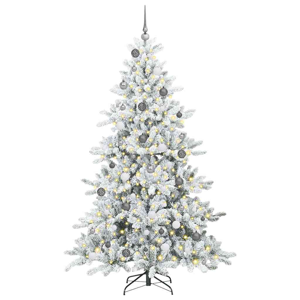 Kunstig sammensatt juletre med 300 LED-er Hvit 210 cm PVC