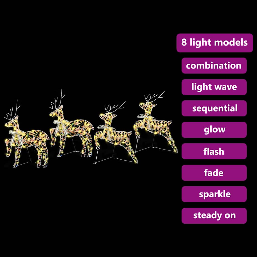 LED Reinsdyr med 80 LED 4 pcs Flerfarget 64 x 42 x 15 cm PET