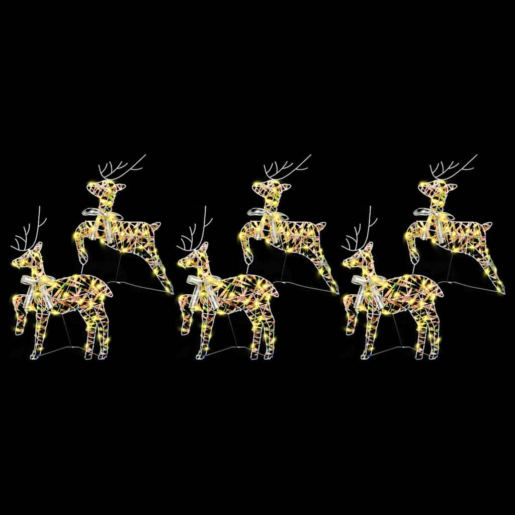 LED Reinsdyr med 180 LED 6 pcs Flerfarget 64 x 42 x 15 cm PET
