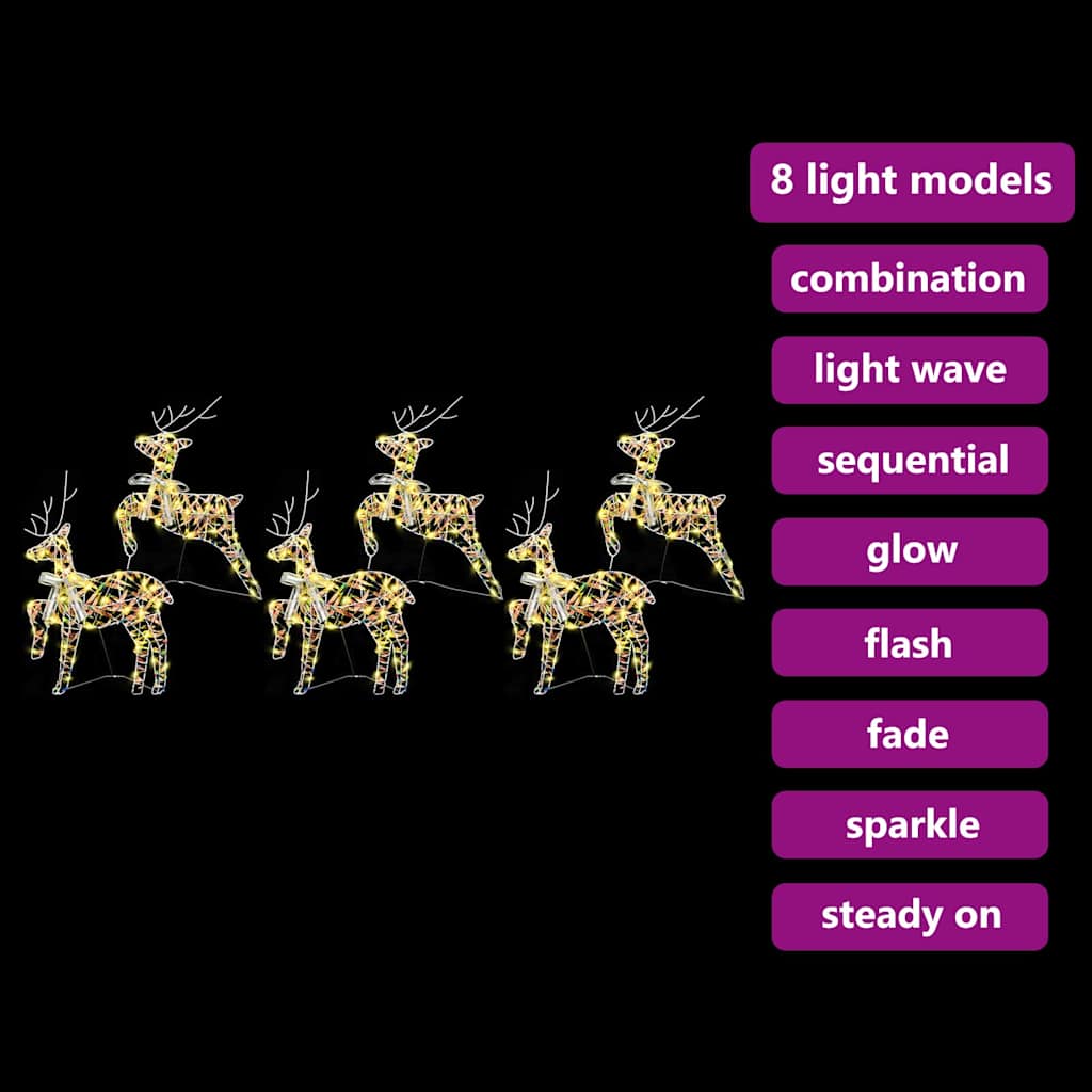 LED Reinsdyr med 180 LED 6 pcs Flerfarget 64 x 42 x 15 cm PET