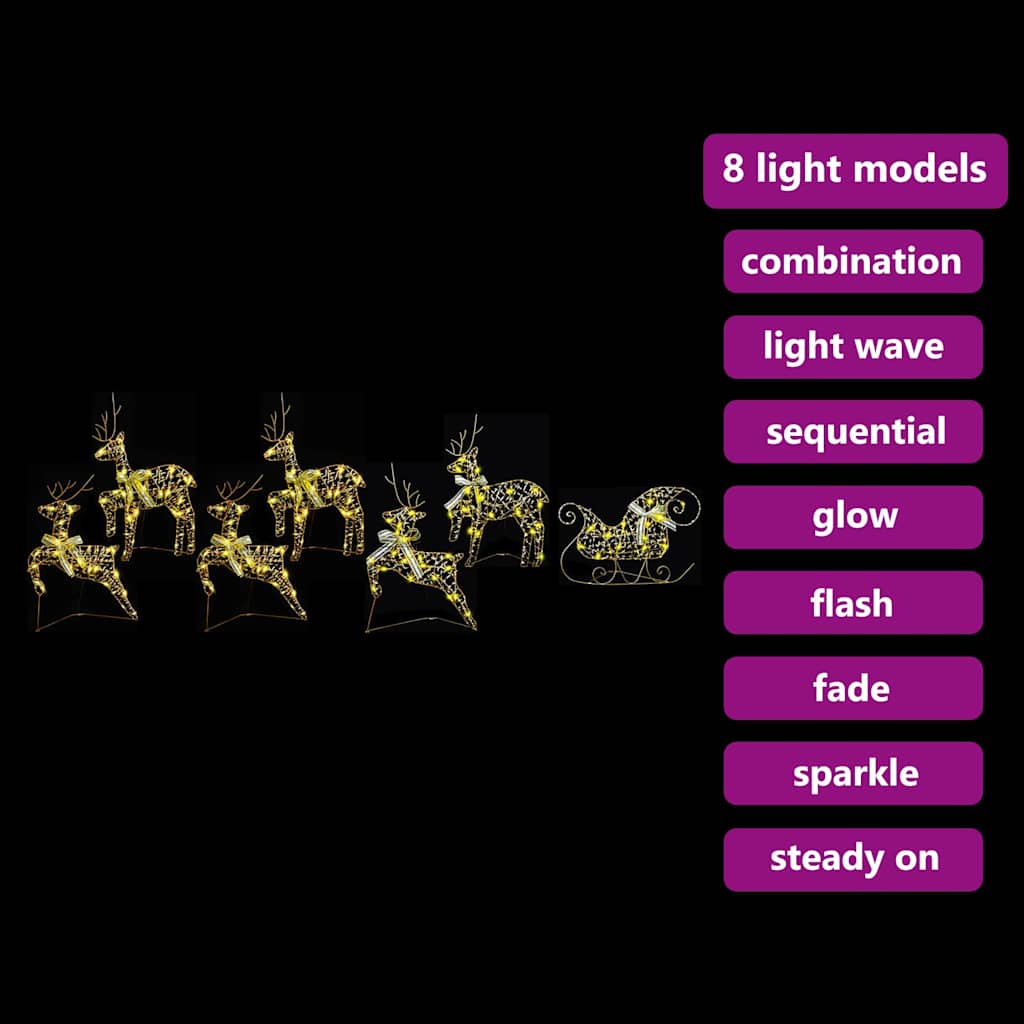 LED Reinsdyr med 40 LED 7 pcs Gull PET