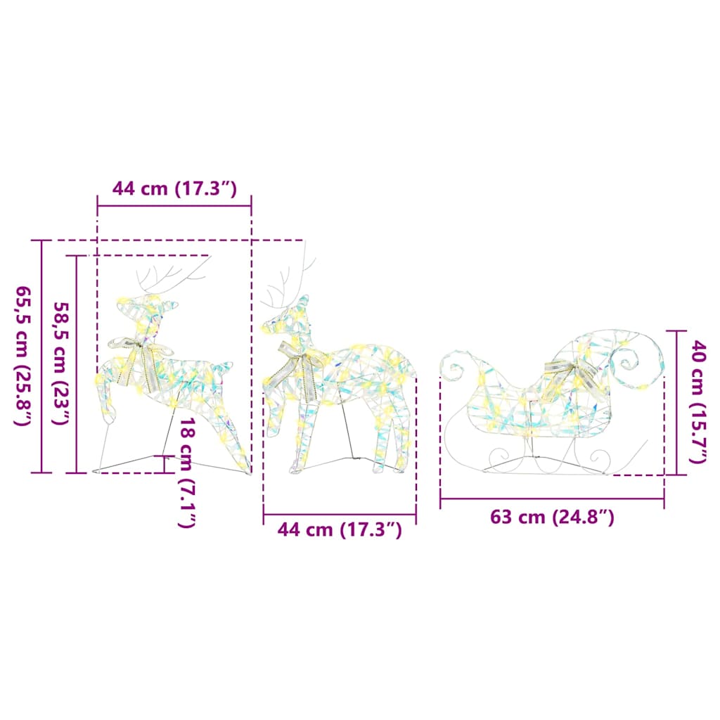 LED Reinsdyr med 40 LED 5 pcs Flerfarget PET