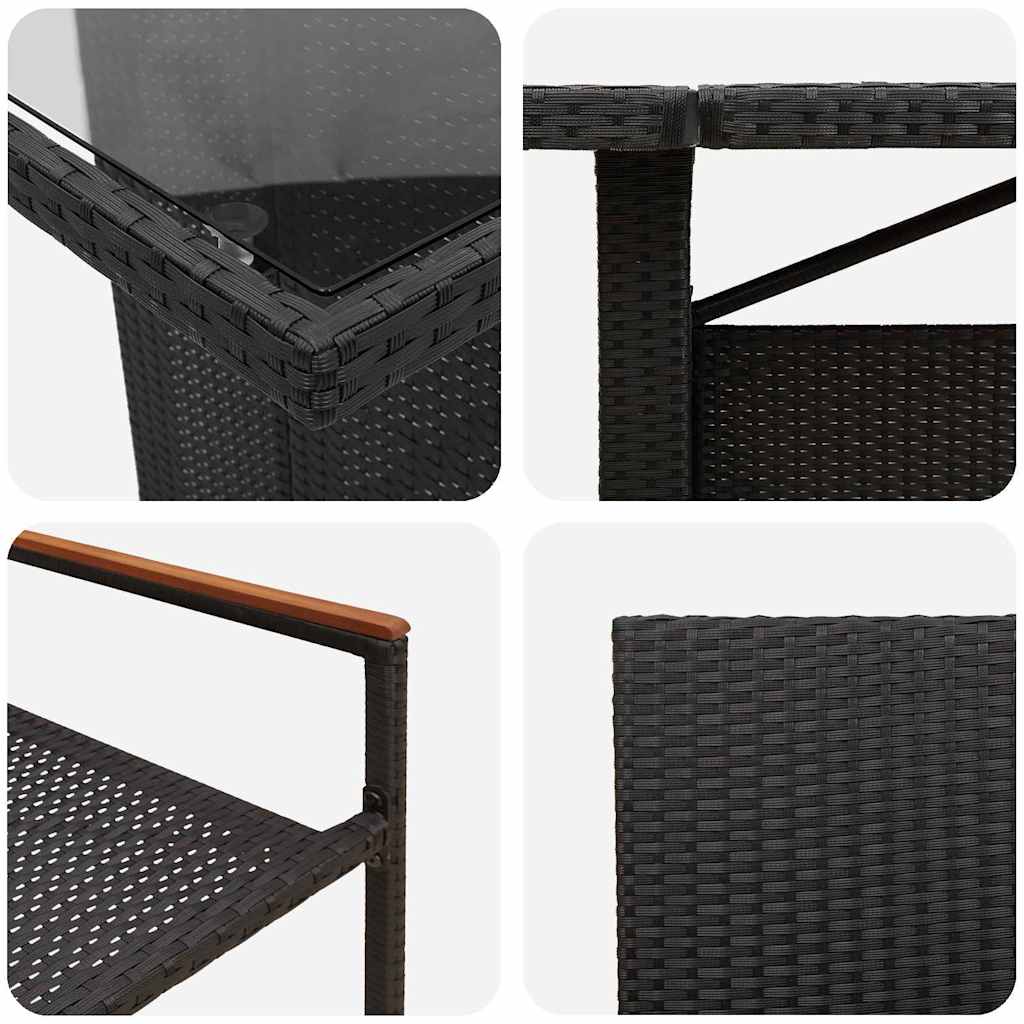 Hage Spisegruppe 9 pcs Svart Poly rattan