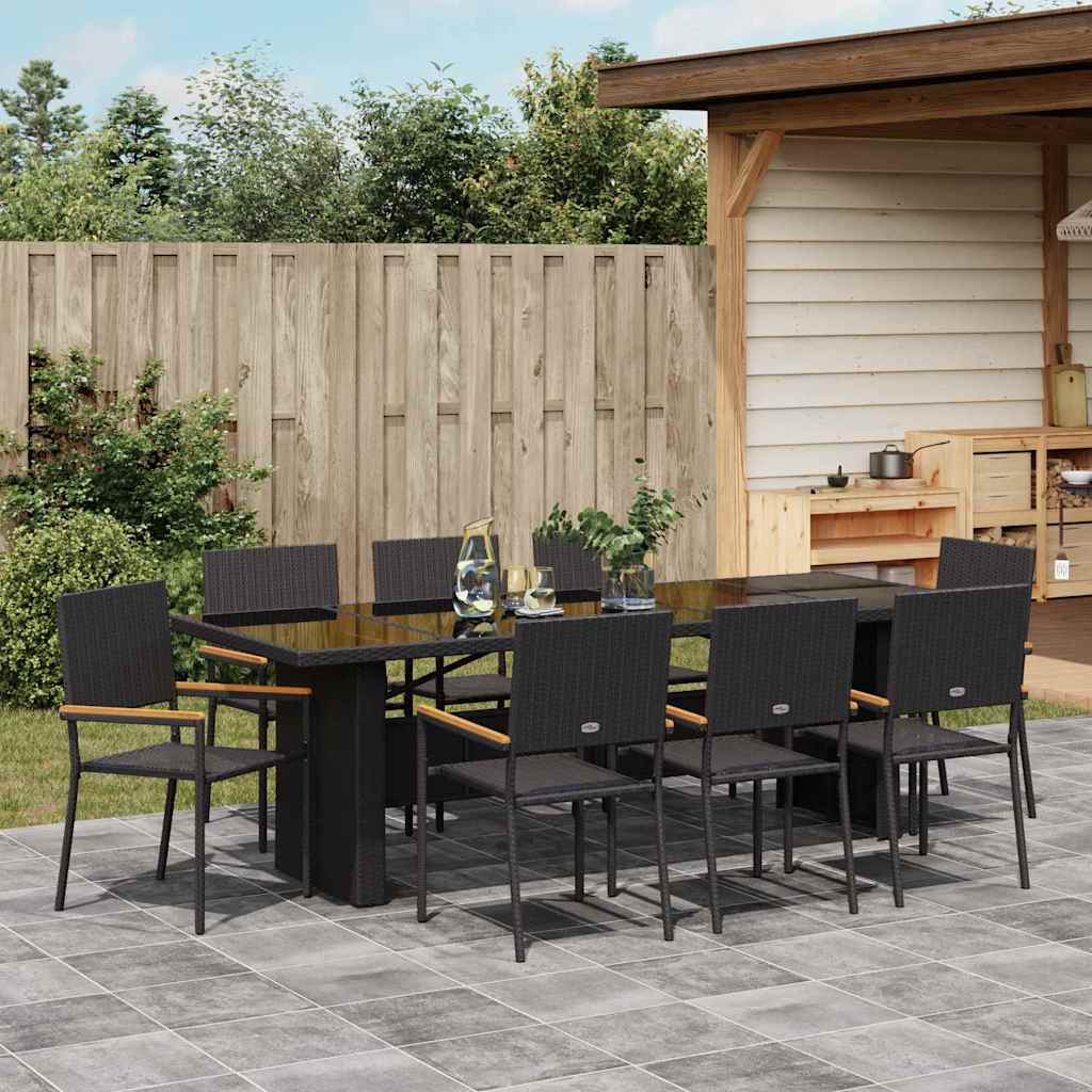 Hage Spisegruppe 9 pcs Svart Poly rattan