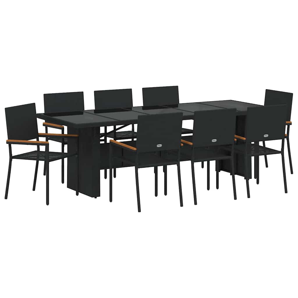 Hage Spisegruppe 9 pcs Svart Poly rattan