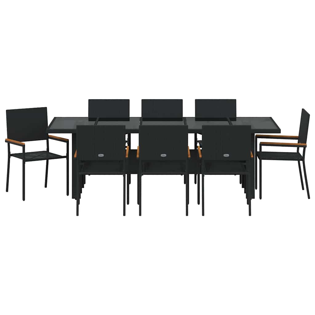 Hage Spisegruppe 9 pcs Svart Poly rattan