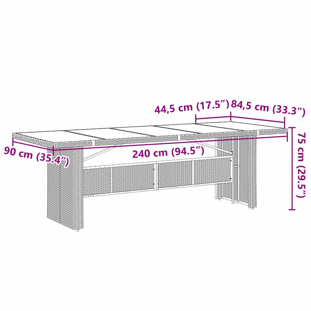 Hage Spisegruppe 9 pcs Svart Poly rattan