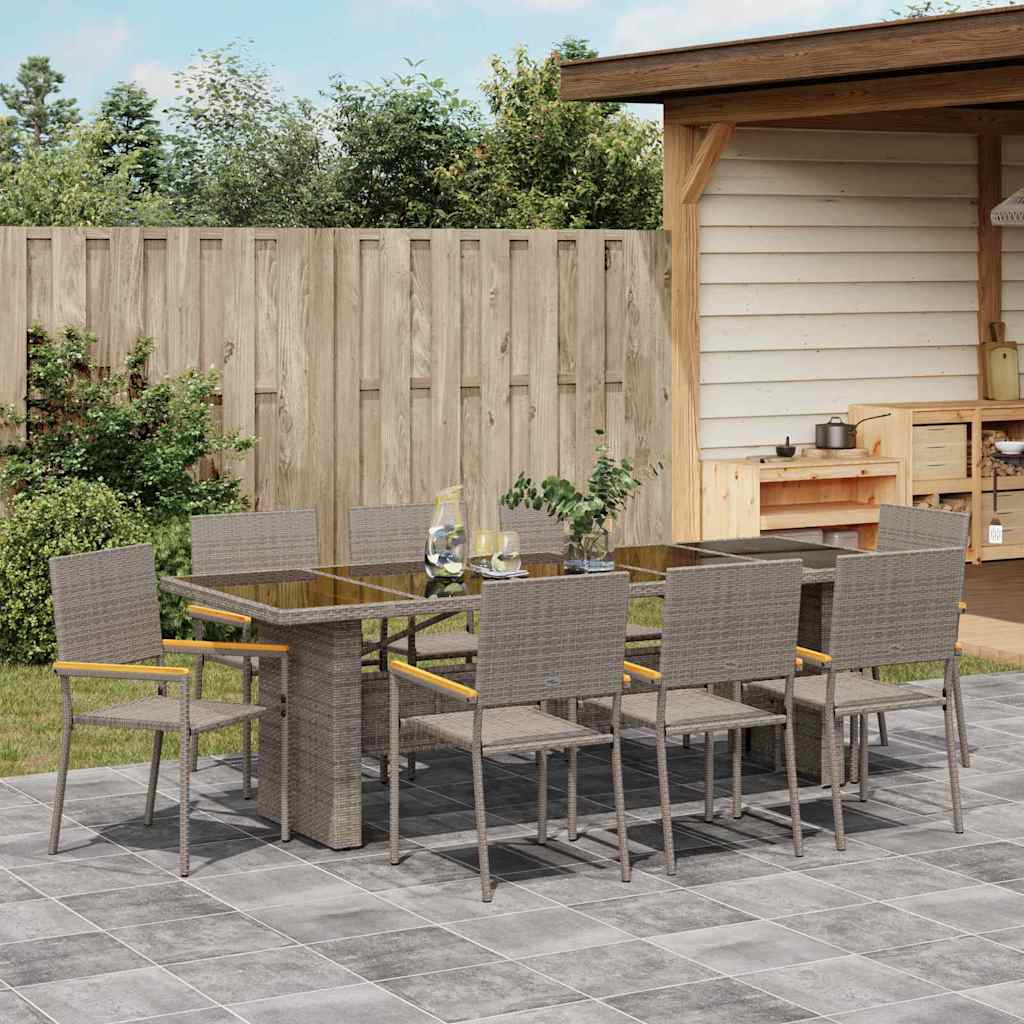 Hage Spisegruppe 9 pcs Grå 8-seter Poly Rotting