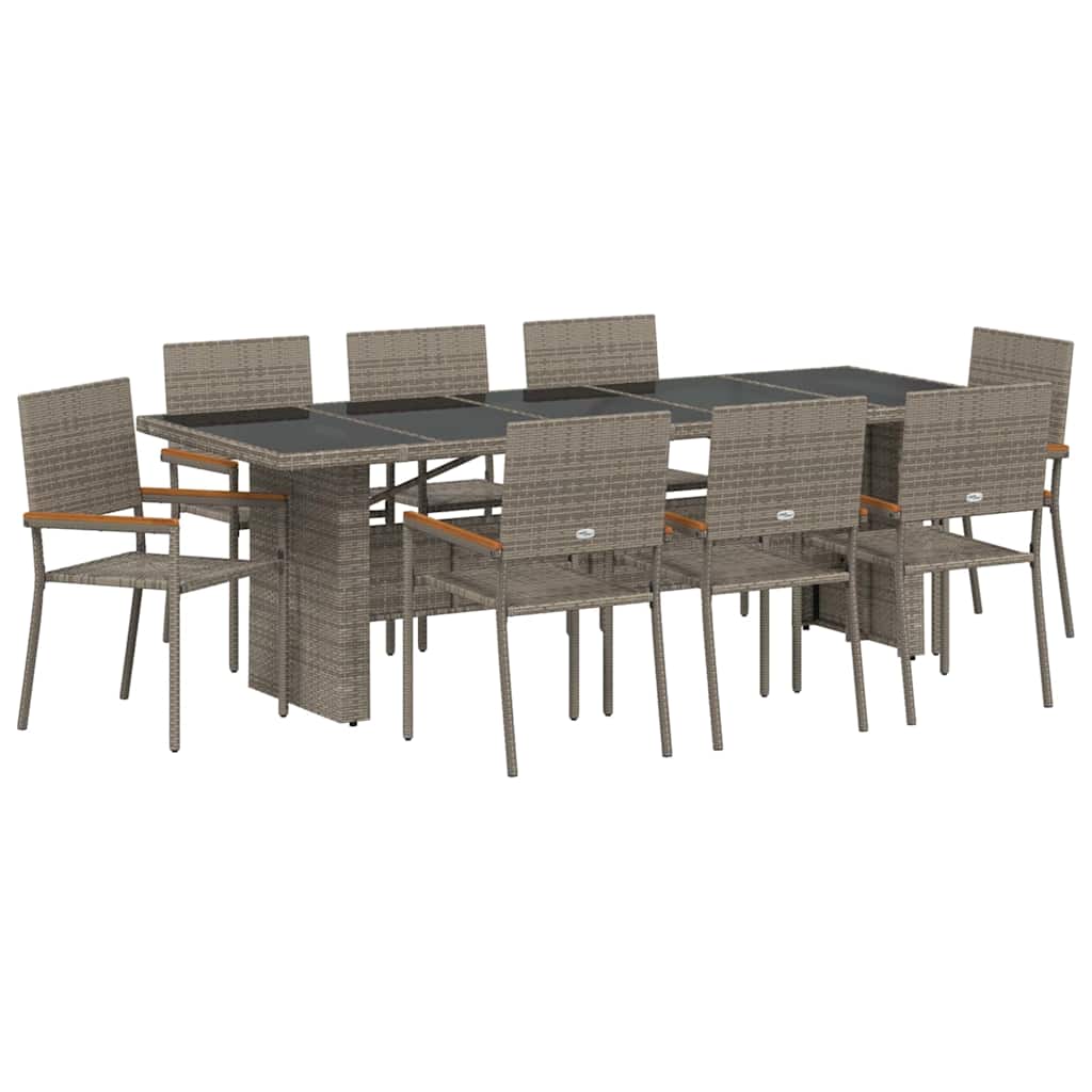 Hage Spisegruppe 9 pcs Grå 8-seter Poly Rotting