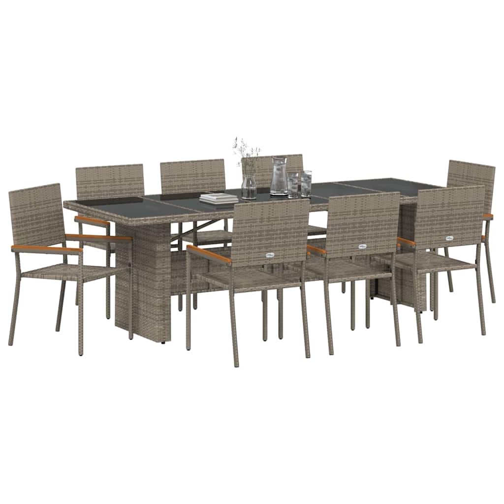 Hage Spisegruppe 9 pcs Grå 8-seter Poly Rotting