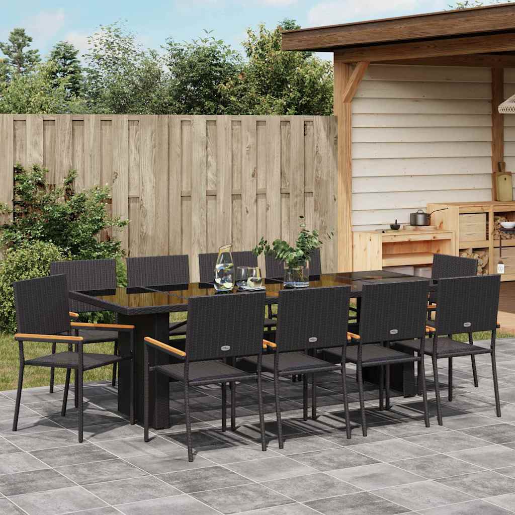 Hage Spisegruppe 11 pcs Svart Poly rattan