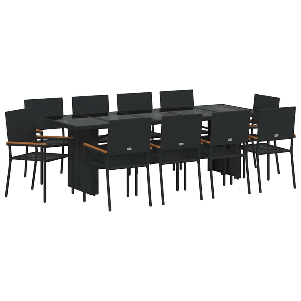 Hage Spisegruppe 11 pcs Svart Poly rattan