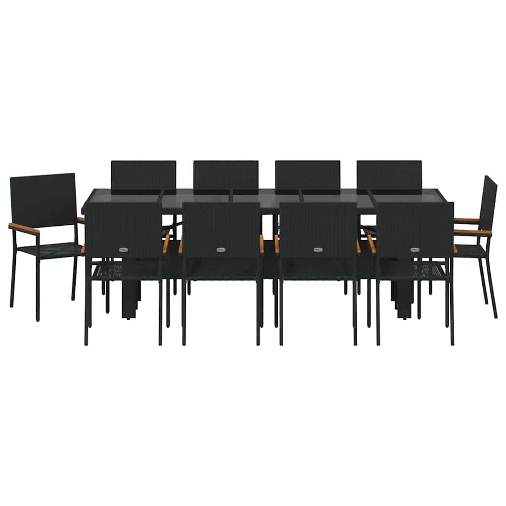 Hage Spisegruppe 11 pcs Svart Poly rattan
