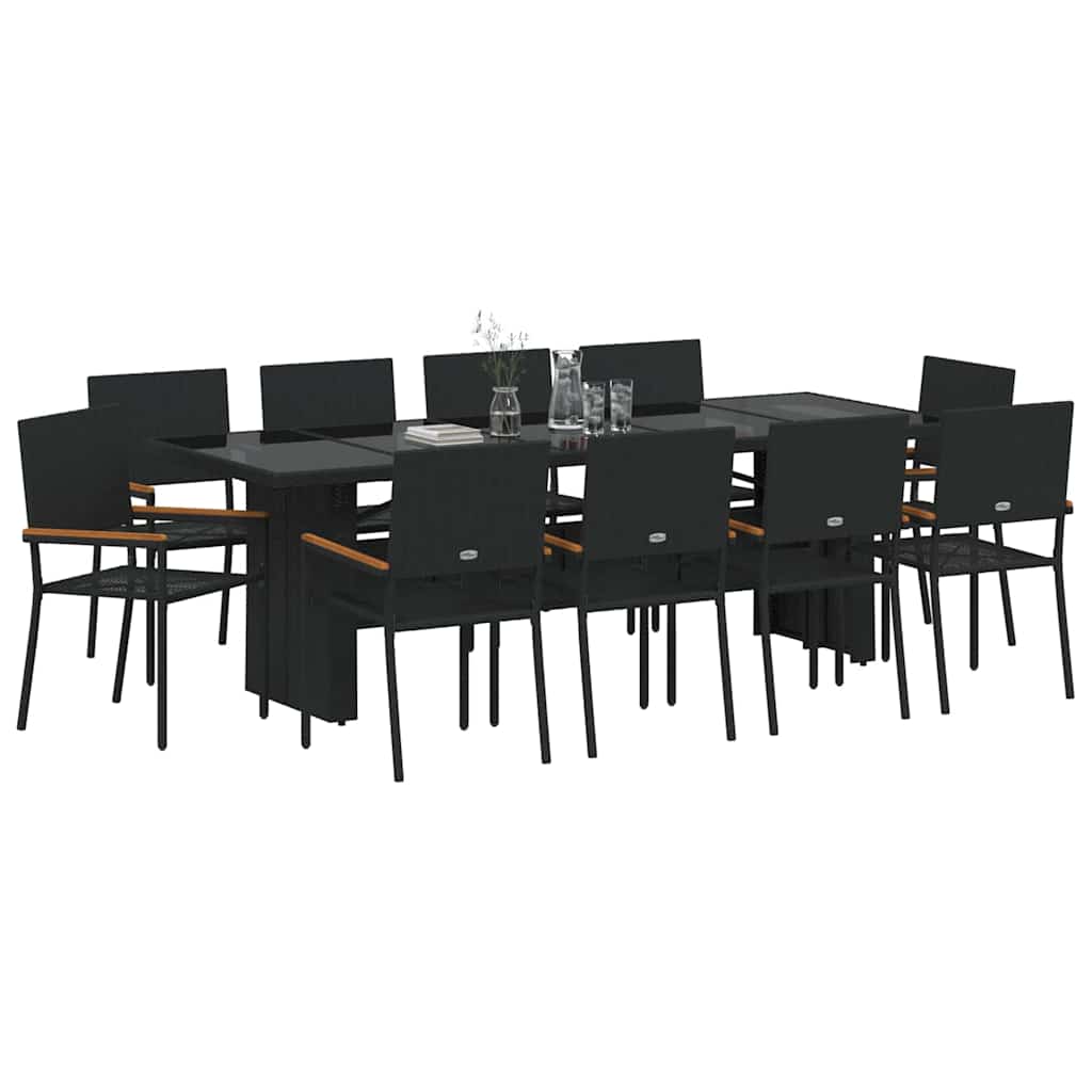 Hage Spisegruppe 11 pcs Svart Poly rattan